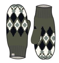 Wave Fleece Lined Mittens - Khaki - Image 5