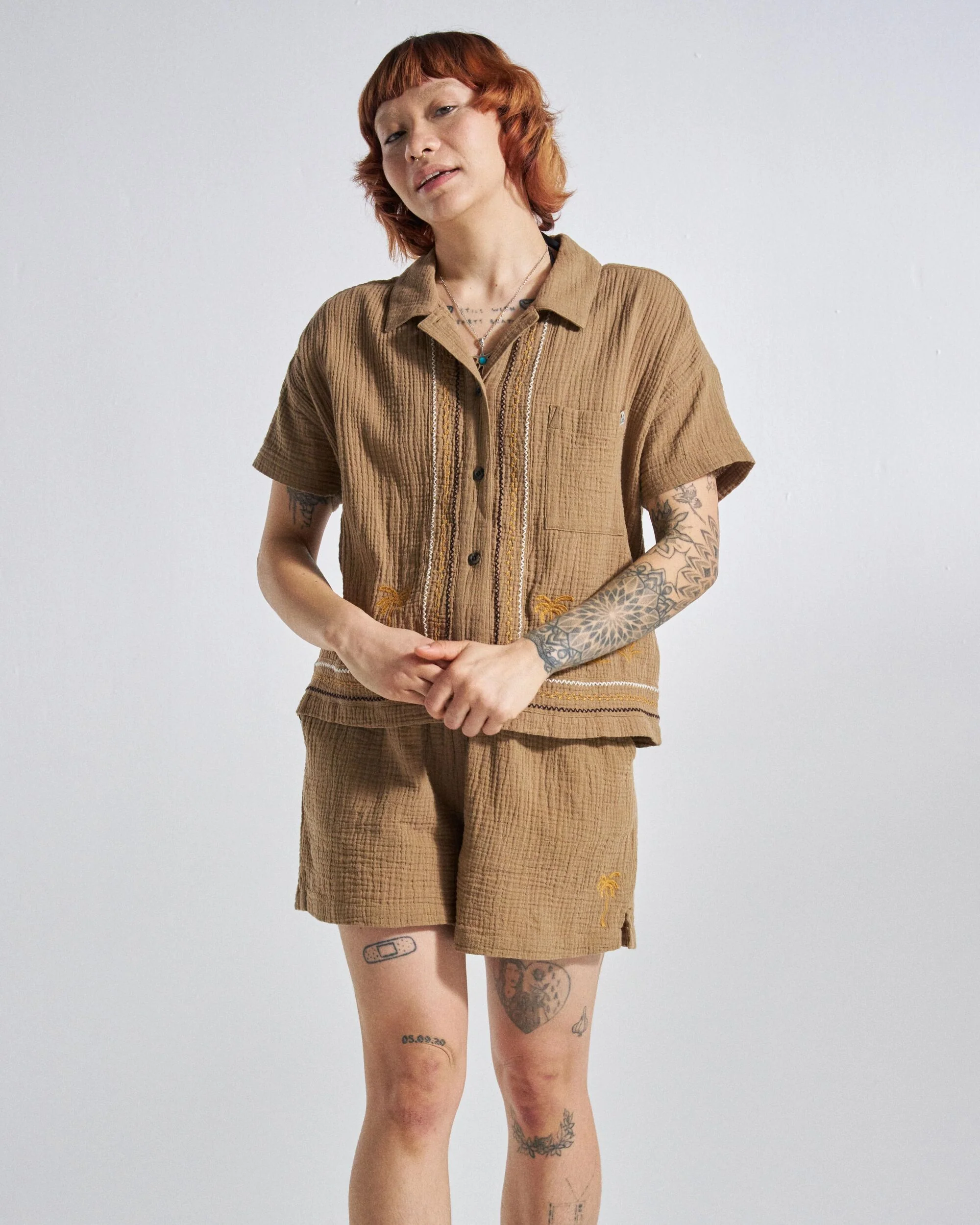 Waveney Short Sleeve Shirt - Caramel Brown - Image 8