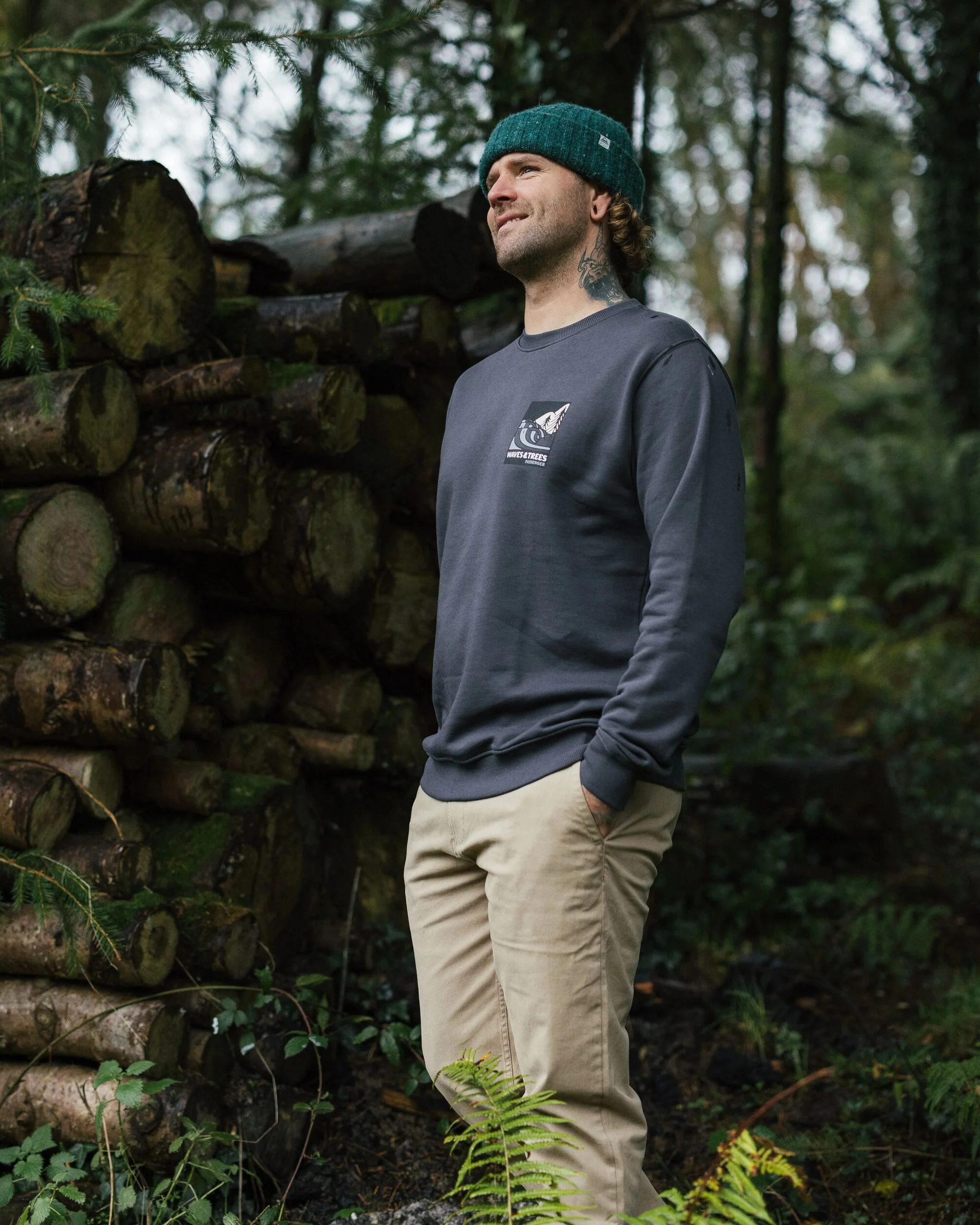 Waves & Trees Organic Cotton Sweatshirt - Charcoal - Image 3
