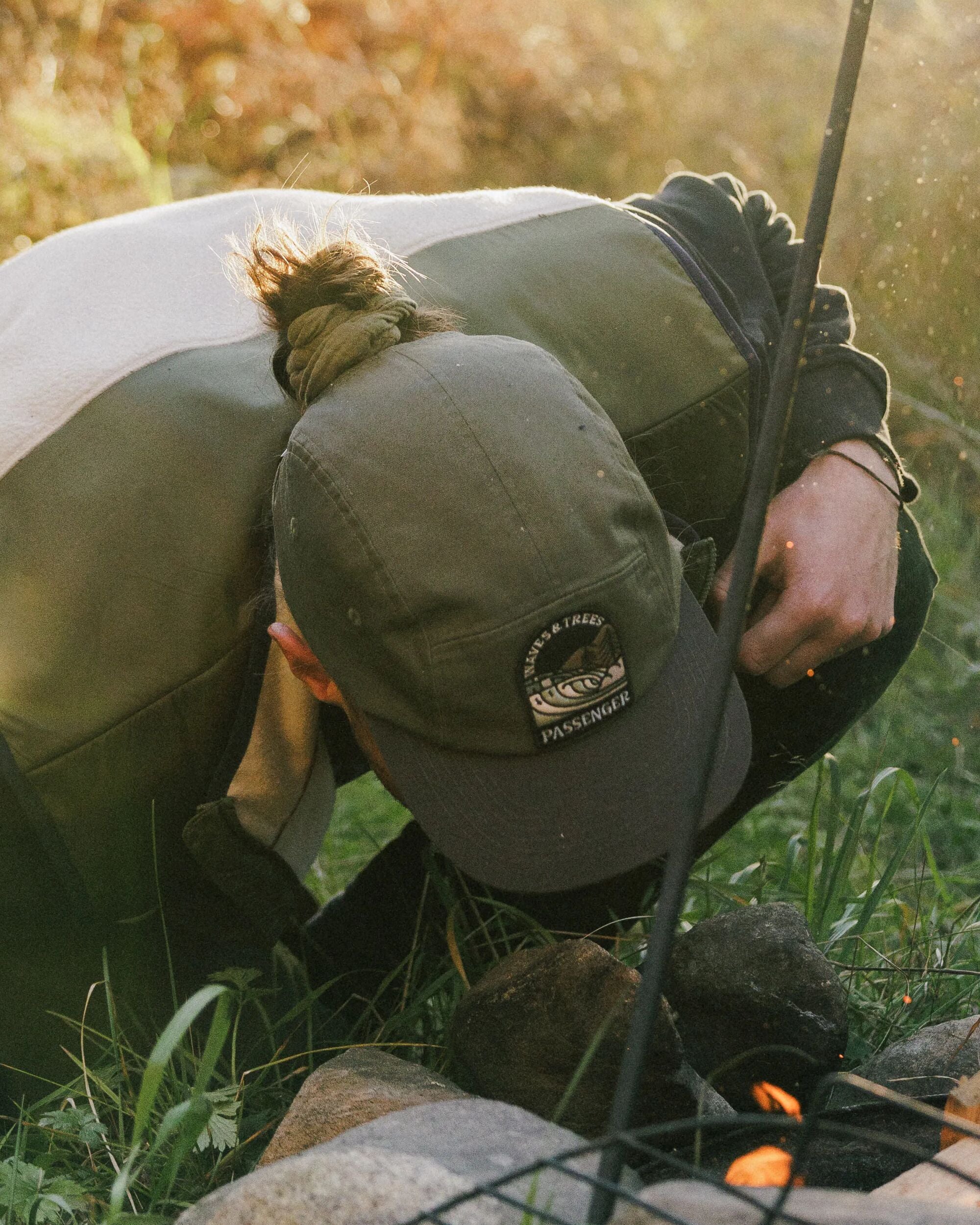 Waves & Trees 5 Panel Cap - Dusty Olive - Image 3