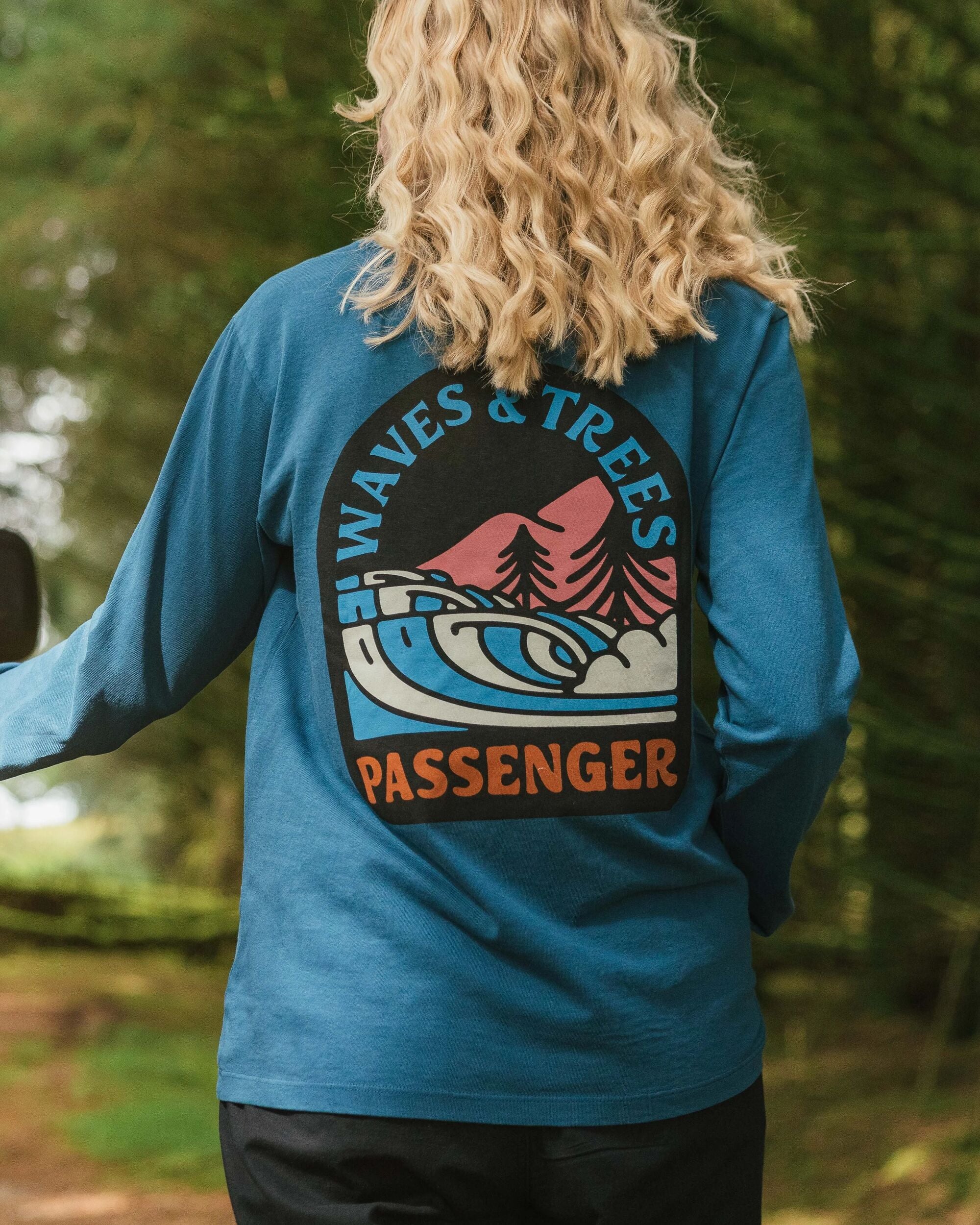 Waves & Trees LS T-Shirt - Tidal Blue - Image 4