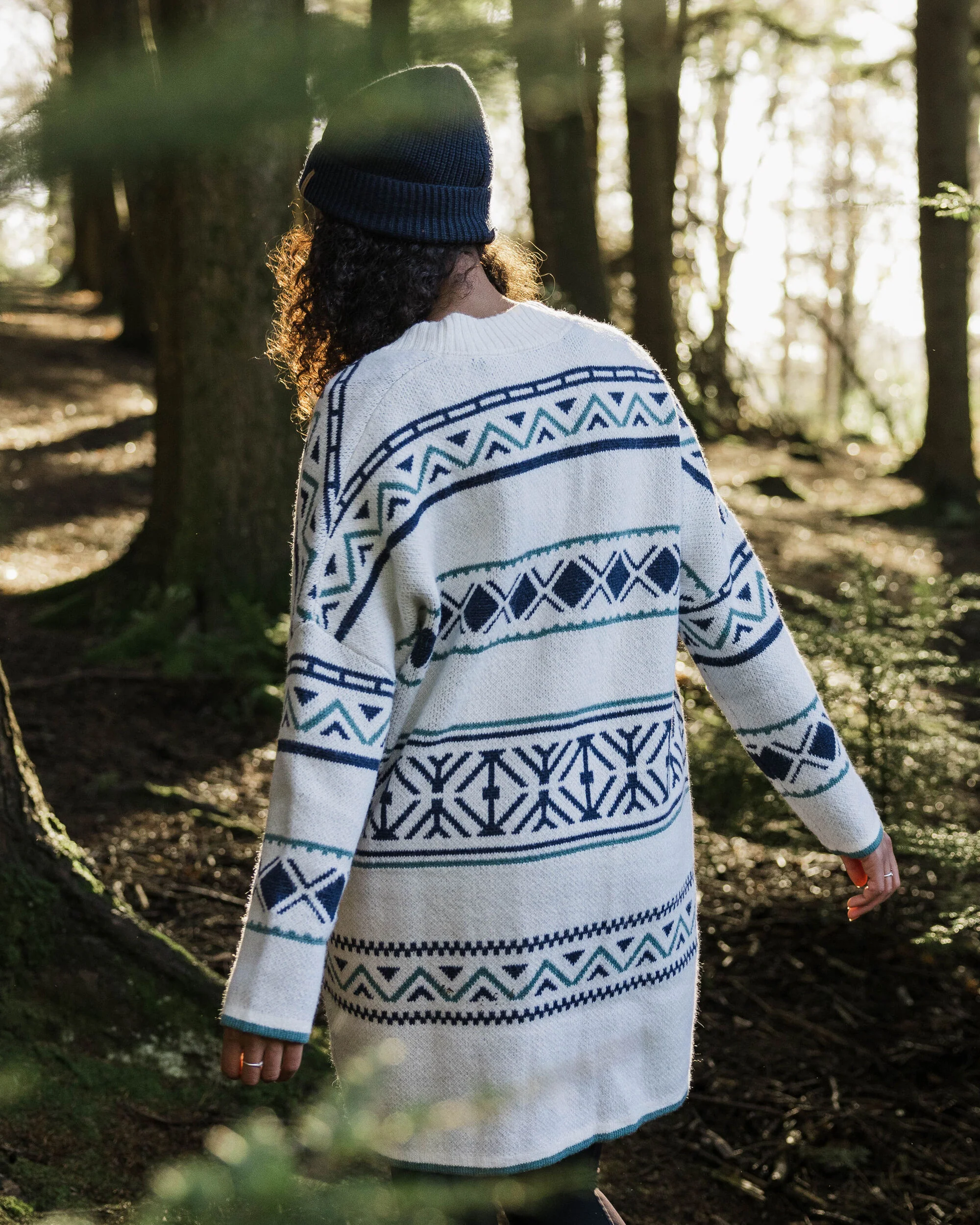 Whimsical Knit Cardigan - Homespun Stripe Off White - Image 2