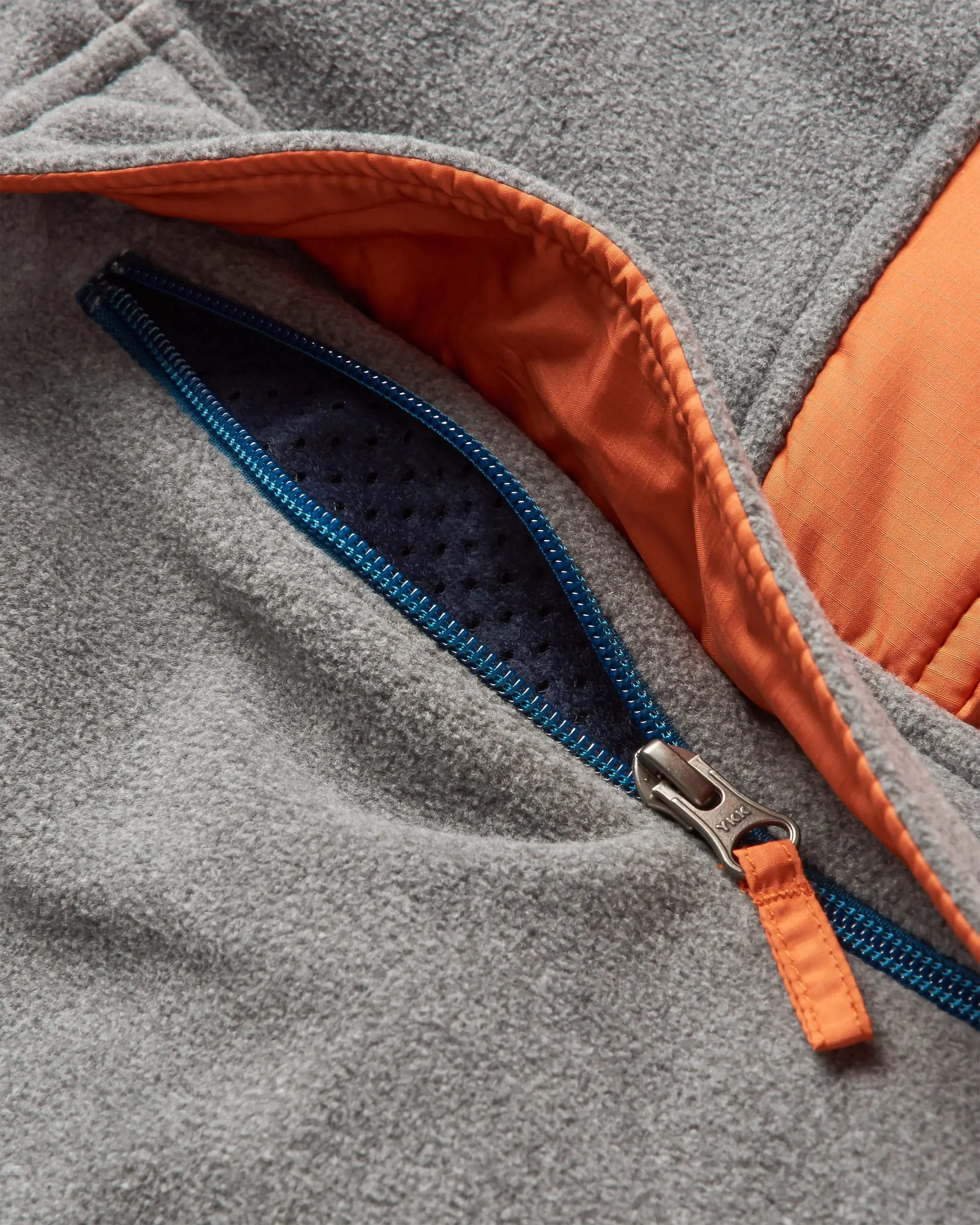 Woodland Hooded 1/2 Zip Polar Fleece - Grey Marl/ Tidal Blue - Image 10