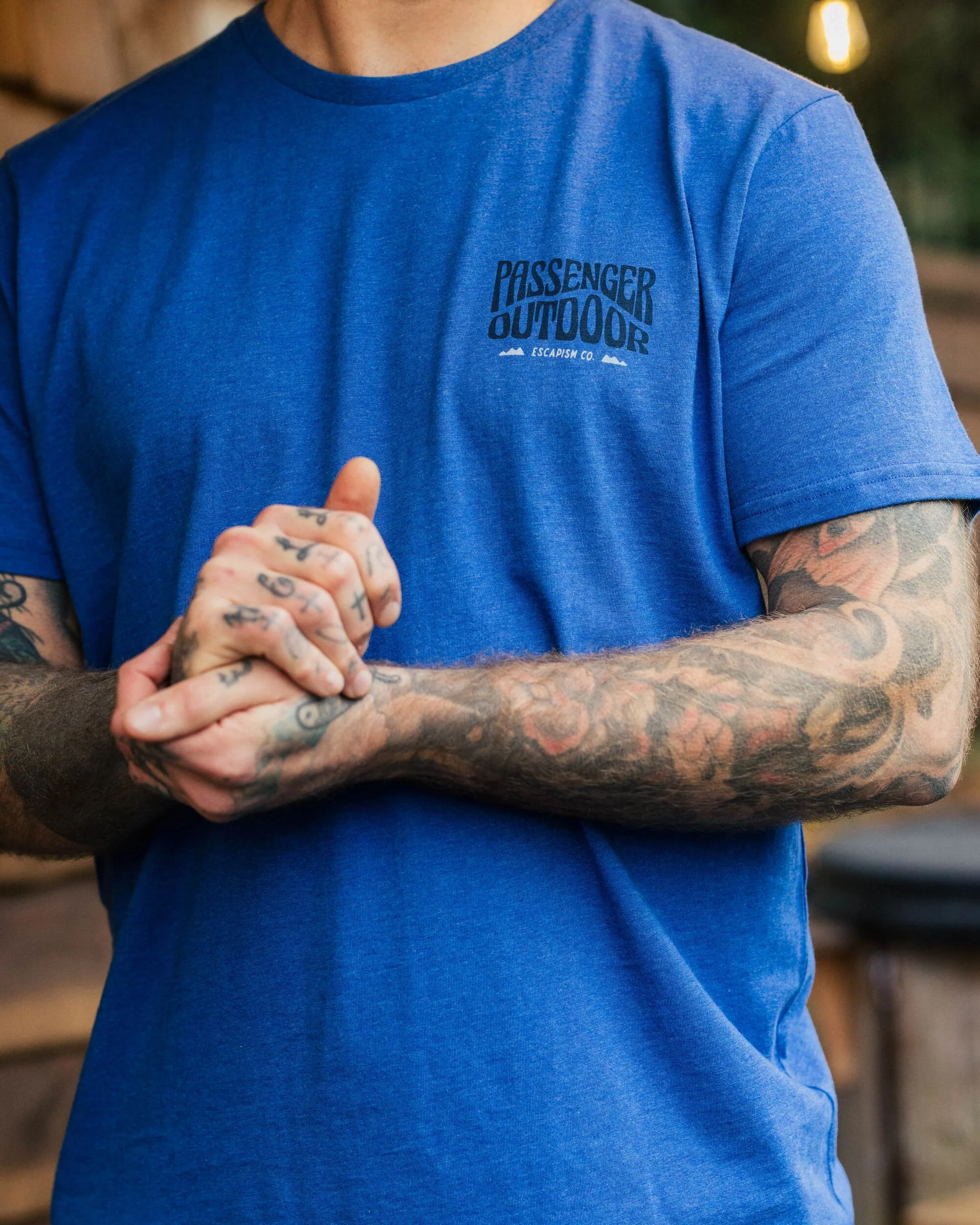 Yuca Organic Cotton T-Shirt - Azure Blue Marl - Image 4